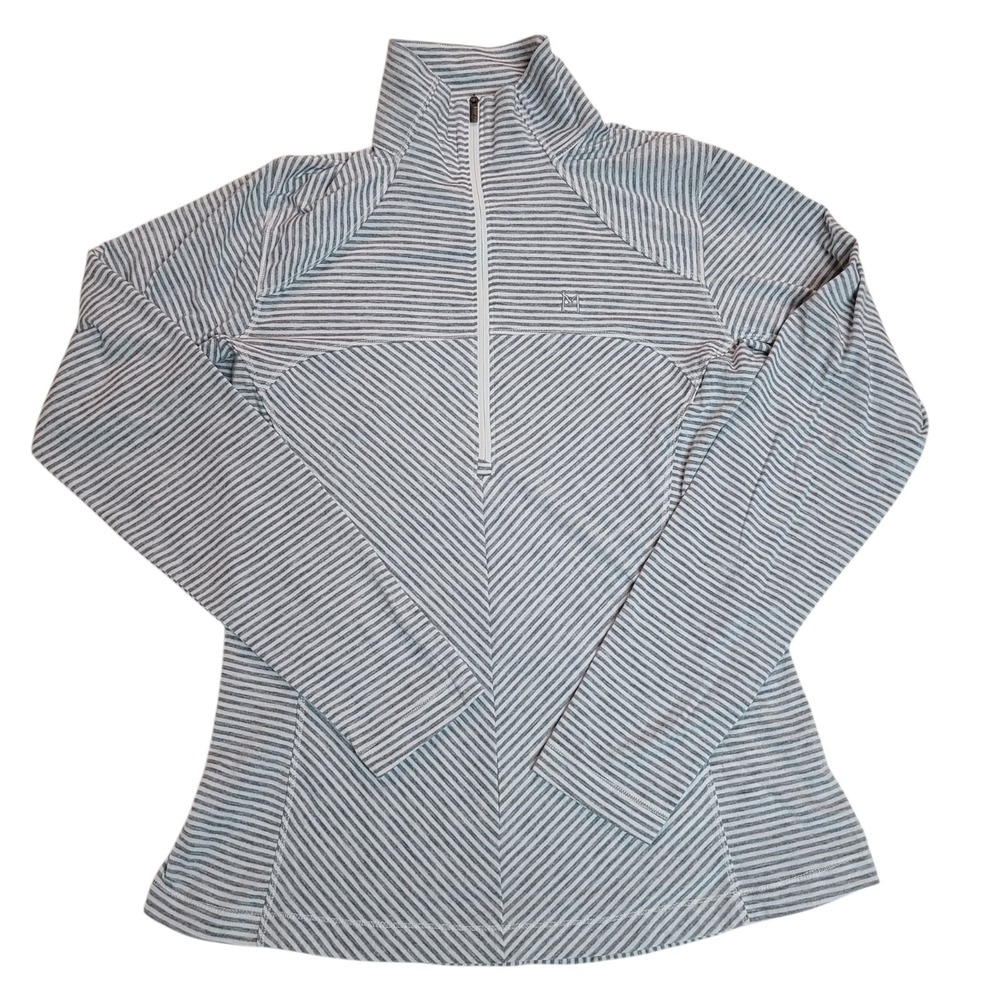 Columbia Women's Layer First Half Zip Top UPF 40 Gray Stripe Sizes M Base Light